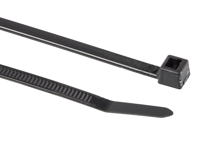HellermannTyton Cable Tie, Inside Serrated, 390mm x 4.7 mm, Black Polyamide 6.6 (PA66), Pk-100