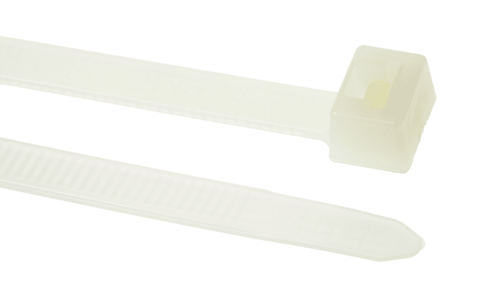 HellermannTyton Cable Tie, Inside Serrated, 365mm x 7.6 mm, Natural Polyamide 6.6 (PA66), Pk-100