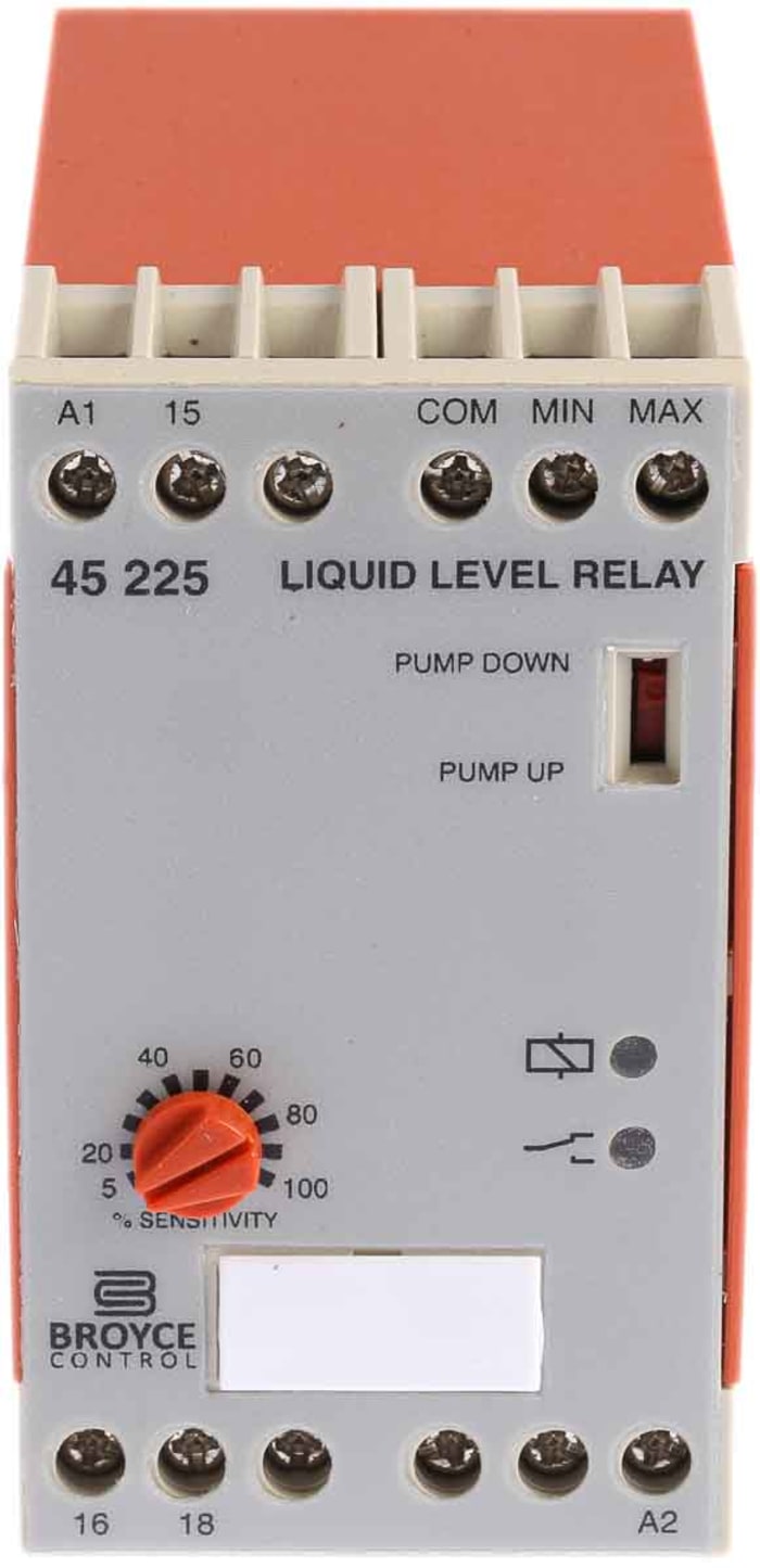 Broyce Control Sıvı Seviye Rölesi, Tek Girişli, Raya Monte, 78 x 45 x 99mm, 17V ac, 230 V ac