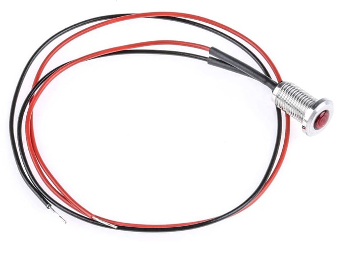 Oxley Red Panel Mount Indicator, 12V ac, 6.4mm Mounting Hole Size, Lead Wires Termination, IP66