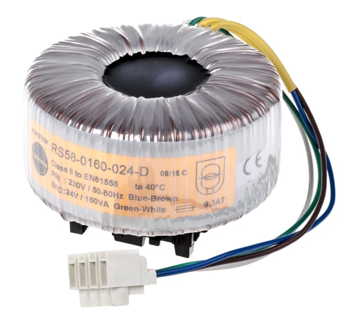 Nuvotem Talema 230V ac, 24V ac Toroidal Transformer, 160VA 1 Output