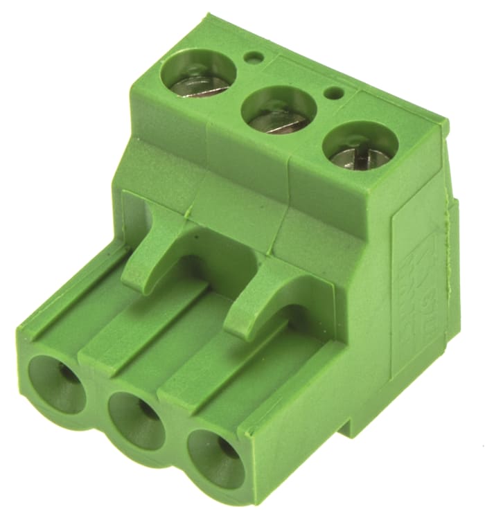 TE Connectivity, 5.08mm Pitch, 3 Way, Pluggable Terminal Block, Plug, Cable Mount, Screw Down Termination, 796634-3