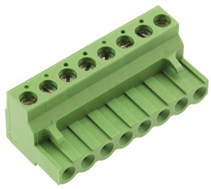 TE Connectivity, 5.08mm Pitch, 8 Way, Pluggable Terminal Block, Plug, Cable Mount, Screw Down Termination, 796634-8