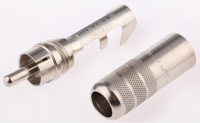 Switchcraft Cable Mount RCA Plug, Nickel, 6A