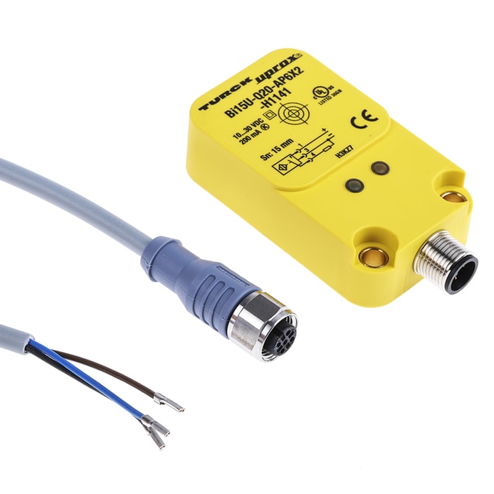 Turck Inductive Block Proximity Sensor, M12, 15 mm Detection, PNP NO, 10 → 30 V dc