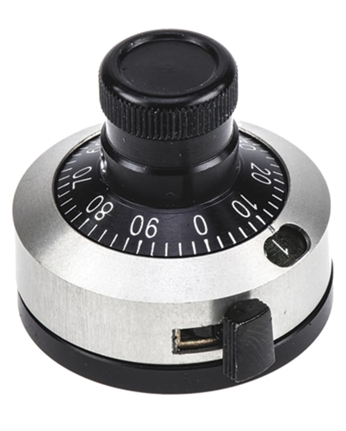 Vishay 23mm Black Potentiometer Knob for 6.35mm Shaft, 28A11B08