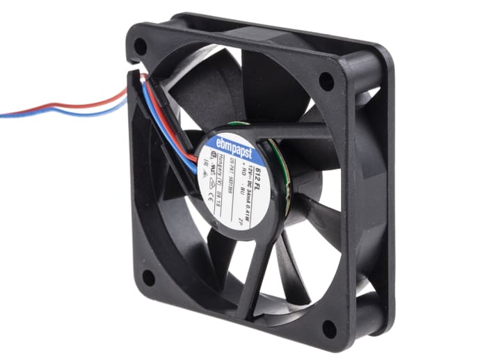 ebm-papst 600 F Series Axial Fan, 12 V dc, DC Operation, 19m³/h, 400mW, 33mA Max, 60 x 60 x 15mm