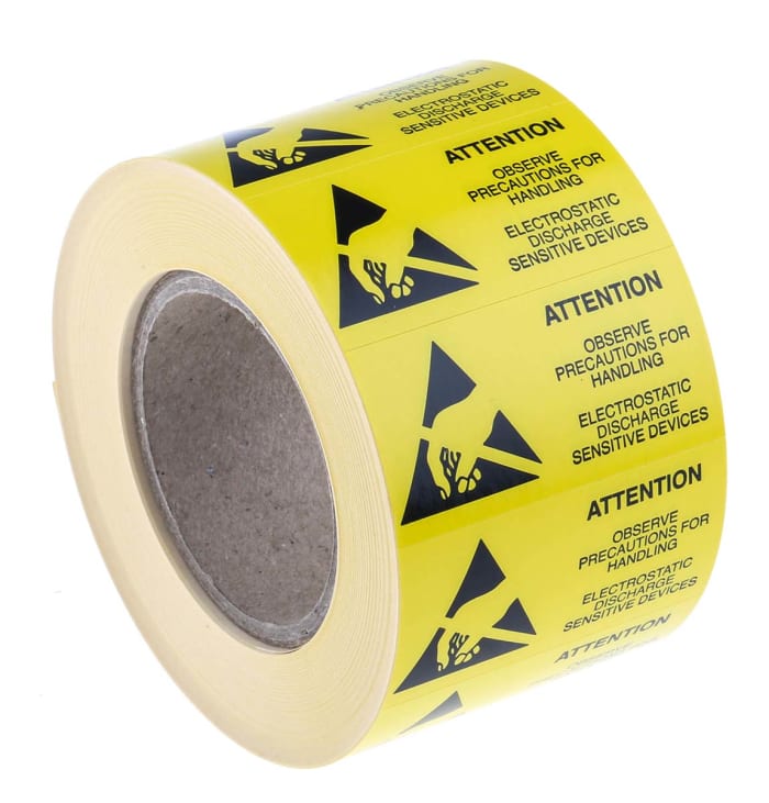 Etiquette ESD Jaune, "Attention"