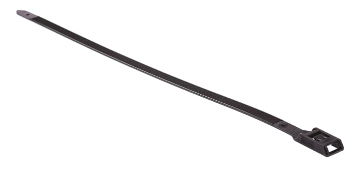 HellermannTyton Cable Tie, Releasable, 350mm x 9 mm, Black Polyamide 6.6 (PA66), Pk-100