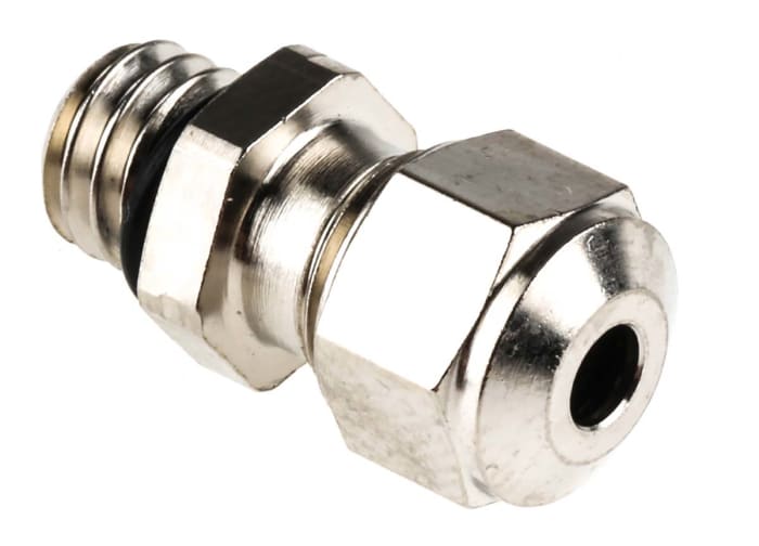 SES Sterling A1 Series Metallic Nickel Plated Brass Cable Gland, M6 Thread, 2mm min., 2.5mm max., IP68, IP69K