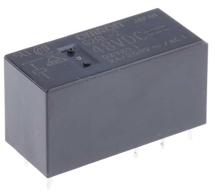 Omron PCB Mount Power Relay, 48V dc Coil, 8A Switching Current, DPDT