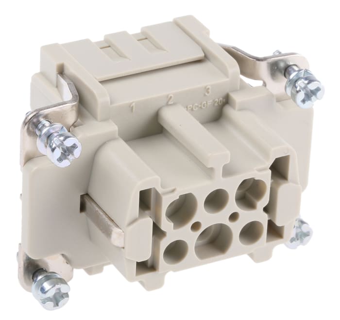 Han E Series size 16 A Connector Insert, Female, 6 Way, 16A, 500 V