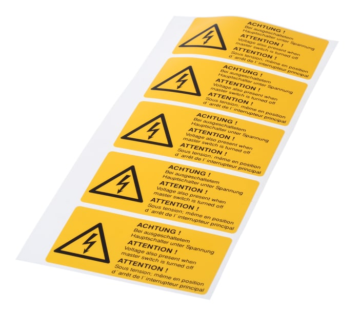 ESSW19074 Idento | Self-Adhesive ACHTUNG! Bei ausgeschaltetem Hauptschalter unter Spannung ...