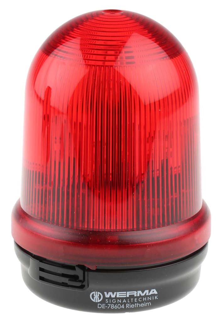 Werma BM 828 Series Red Flashing Beacon, 230 V ac, Base Mount, Xenon Bulb, IP65