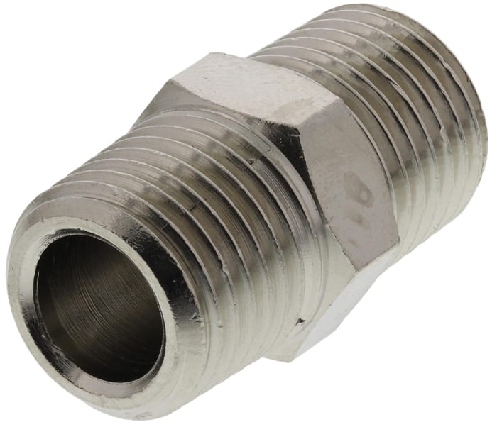 Legris LF3000 Series Straight Threaded Adaptor, R 1/4 Male to R 1/4 Male, Threaded Connection Style