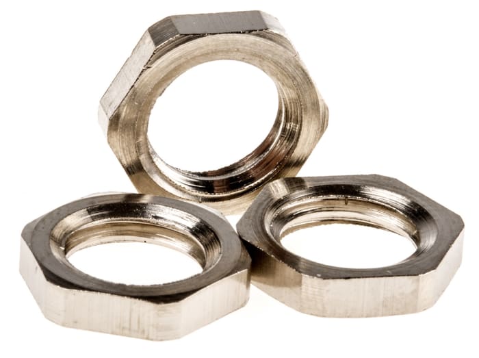 SES Sterling Nickel Plated Brass Cable Gland Locknut, M10 Thread