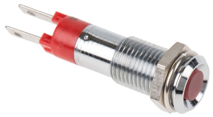 Signal Construct Red Panel Mount Indicator, 24V dc, 8mm Mounting Hole Size, Solder Tab Termination, IP67