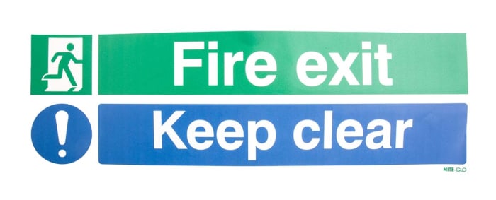 Vinyl Fire Safety Label, Fire exit Keep clear With English Text Self-Adhesive