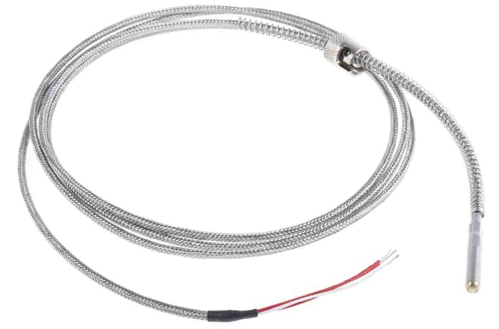 Sensor RTD PT100 RS PRO de 3 hilos, sonda: Ø 6mm, long. 35mm, cable de 2m, temp. -50°C → +250°C