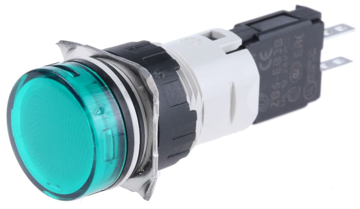 Schneider Electric, Harmony XB6, Panel Mount Green LED Pilot Light Complete, 16mm Cutout, IP65, 24V ac/dc