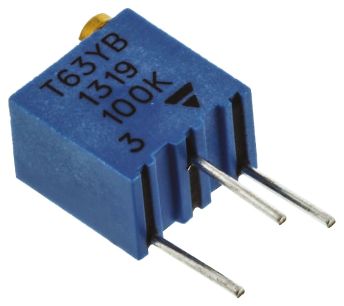 Ladicí potenciometr 100kΩ ±10% ±100ppm/°C 0.25W 14otáčkový, Průchozí otvor, Kolík, řada: T63 Vishay
