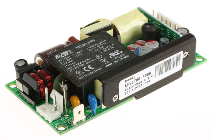 EOS Switching Power Supply, LFVLT60-3000, 5.2 V dc, 12.5 V dc, 3 A, 8 A, 500mA, 60W, Triple Output, 180 → 264 V