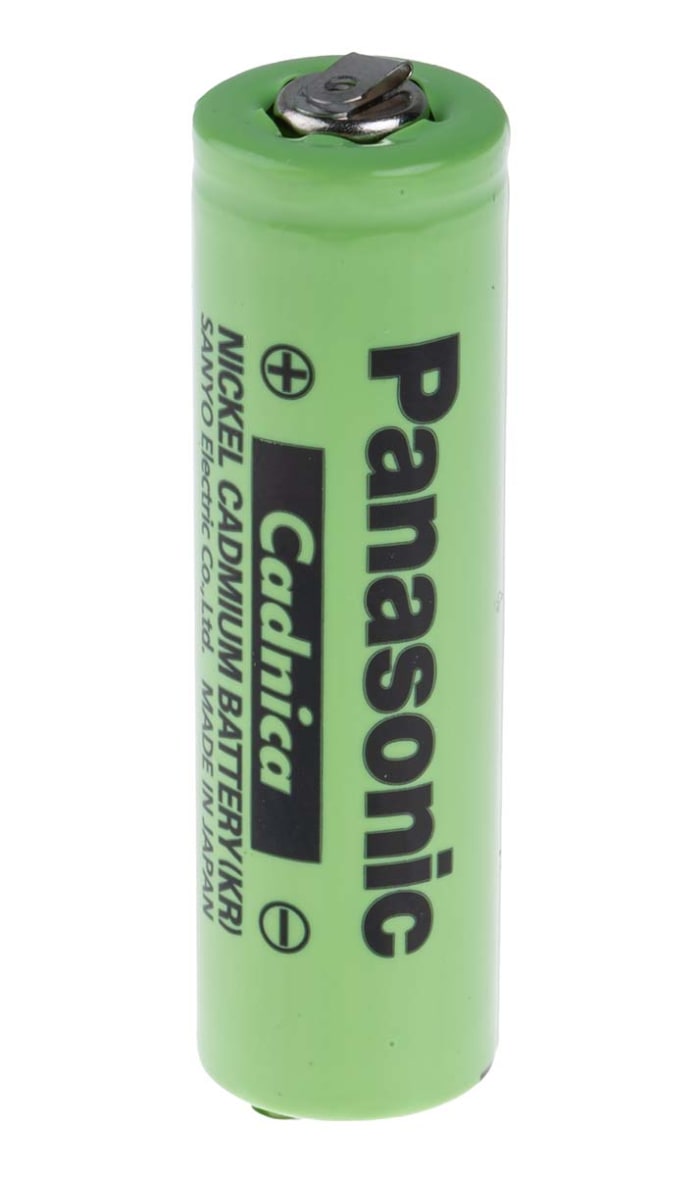 Panasonic Sanyo Cadnica AA NiCd Rechargeable AA Battery, 600mAh, 1.2V - Pack of