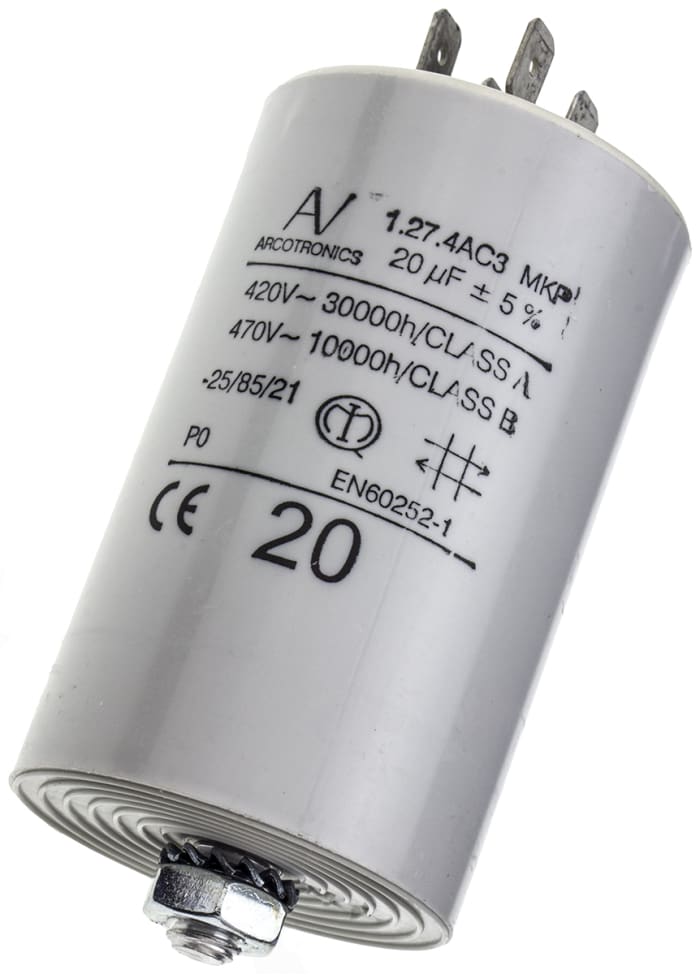 KEMET C27 Metallised Polypropylene Film Capacitor, 470V ac, ±5%, 20μF, Chassis Mount