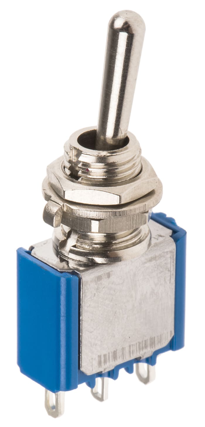 APEM Toggle Switch, Panel Mount, On-(On), SPST, Solder Terminal