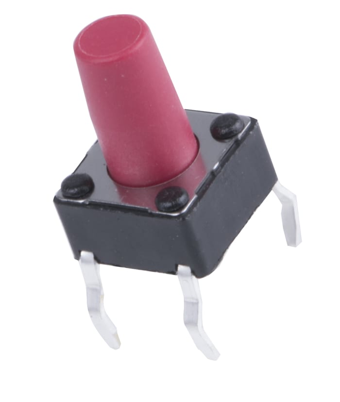APEM Red Button Tactile Switch, SPST 50 mA @ 12 V dc 6mm