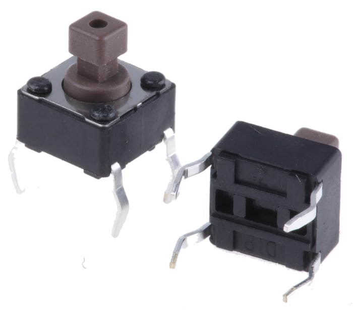 APEM Brown Button Tactile Switch, SPST 50 mA @ 12 V dc 3.8mm