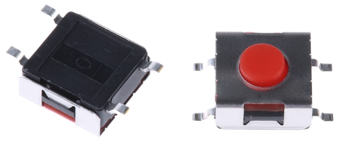 APEM Red Button Tactile Switch 50 mA @ 12 V dc
