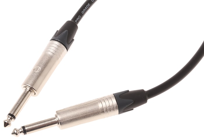Van Damme Male 6.35mm Mono Jack to Male 6.35mm Mono Jack Aux Cable, Black, 6m 101-100-100 BLACK