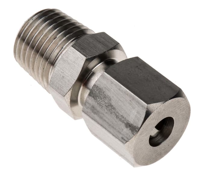 RS PRO 1/4 BSPT Compression Fitting for Use with Thermocouple or PRT Probe, 6mm Probe, RoHS Compliant Standard