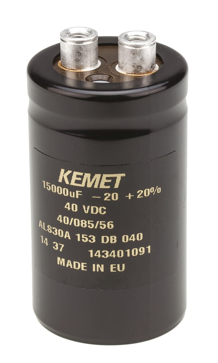 KEMET 15000μF Aluminium Electrolytic Capacitor 40V dc, Screw Terminal - ALS30A153DB040