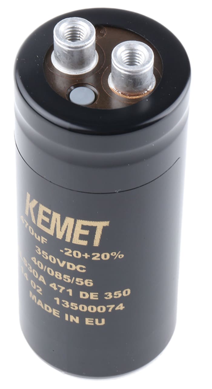 KEMET 470μF Aluminium Electrolytic Capacitor 350V dc, Screw Terminal - ALS30A471DE350