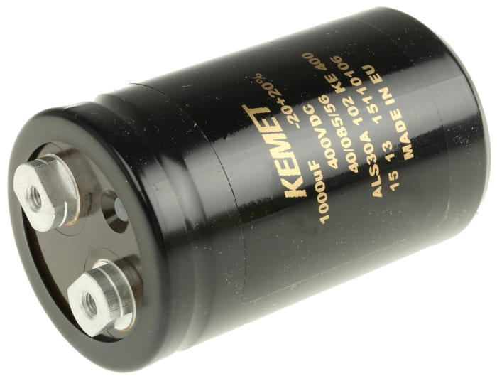 KEMET 1000μF Aluminium Electrolytic Capacitor 400V dc, Screw Terminal - ALS30A102KE400