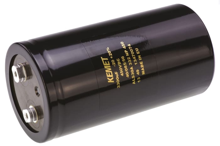 KEMET 3300μF Aluminium Electrolytic Capacitor 450V dc, Screw Terminal - ALS30A332NP450
