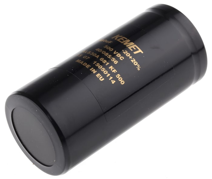 Condensador electrolítico KEMET serie ALS30, 680μF, ±20%, 500V dc, mont. roscado, 51 (Dia.) x 105mm