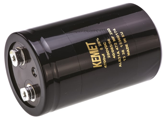 KEMET 4700μF Aluminium Electrolytic Capacitor 200V dc, Screw Terminal - ALS31A472MF200