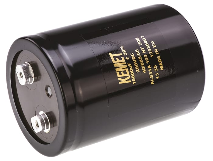 KEMET 10000μF Aluminium Electrolytic Capacitor 200V dc, Screw Terminal - ALS31A103NF200