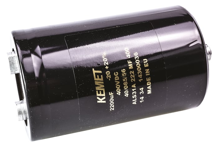 KEMET Alüminyum Elektrolitik Kondansatör 2200μF 400V dc Ç: 66mm, Paket/Kasa: Kasa - Vida Terminalleri, Radyal