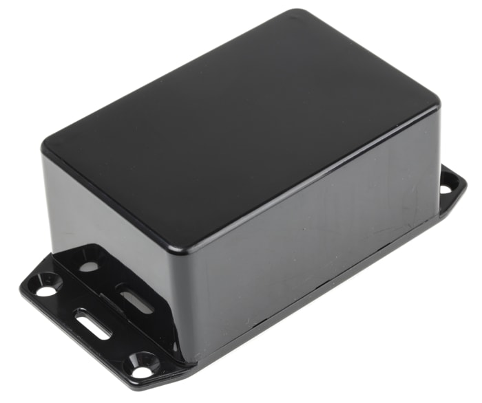 Hammond 1591 Series Black ABS Enclosure, IP54, Flanged, Black Lid, 85 x 56 x 35mm
