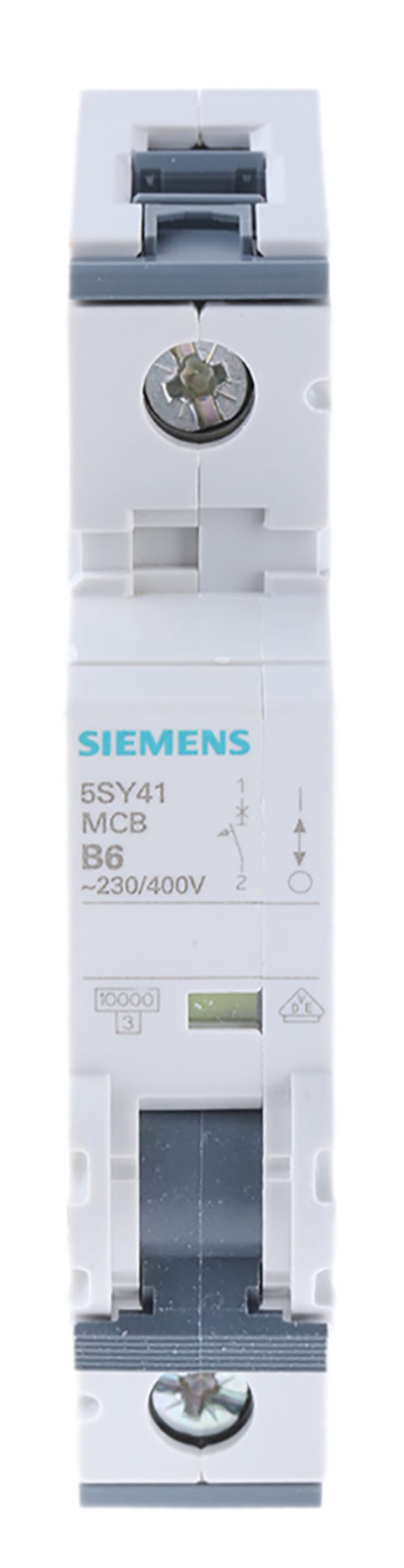 Siemens Sentron 5SY4 MCB, 1P, 6A Curve B, 400V AC, 10 kA Breaking Capacity