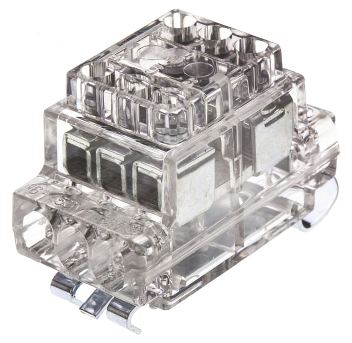RS PRO Commoning Block, 6 Way, 6mm², 60A, 450 V, Clear