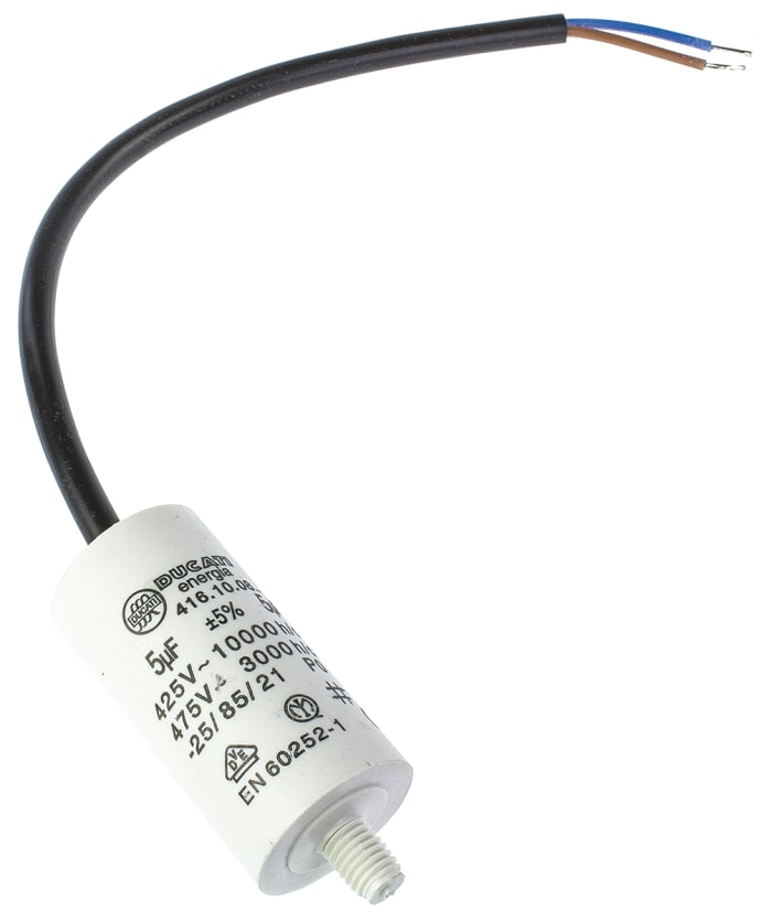 Ducati Energia 4.16.10 Polypropylene Film Capacitor, 400 → 500V ac, ±5%, 5μF, Stud Mount