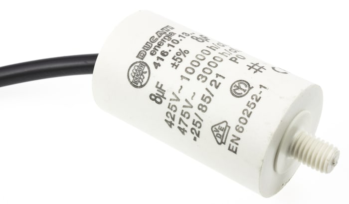 Ducati Energia 4.16.10 Polypropylene Film Capacitor, 400 → 500V ac, ±5%, 8μF, Stud Mount
