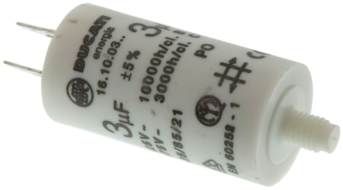 Ducati Energia 4.16.10 Polypropylene Film Capacitor, 450V ac, ±5%, 3μF, Stud Mount