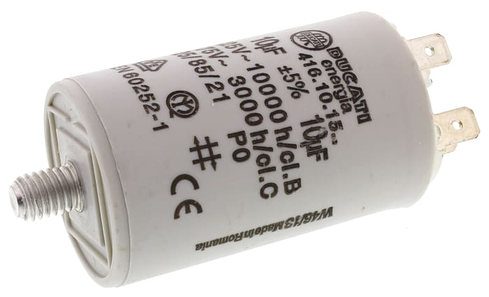 Ducati Energia 4.16.10 Polypropylene Film Capacitor, 450V ac, ±5%, 10μF, Plug In