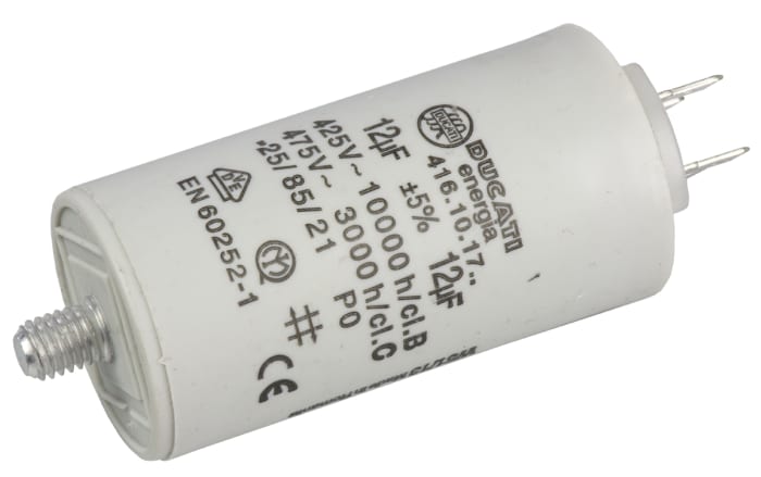 Ducati Energia 4.16.10 Polypropylene Film Capacitor, 450V ac, ±5%, 12μF, Stud Mount